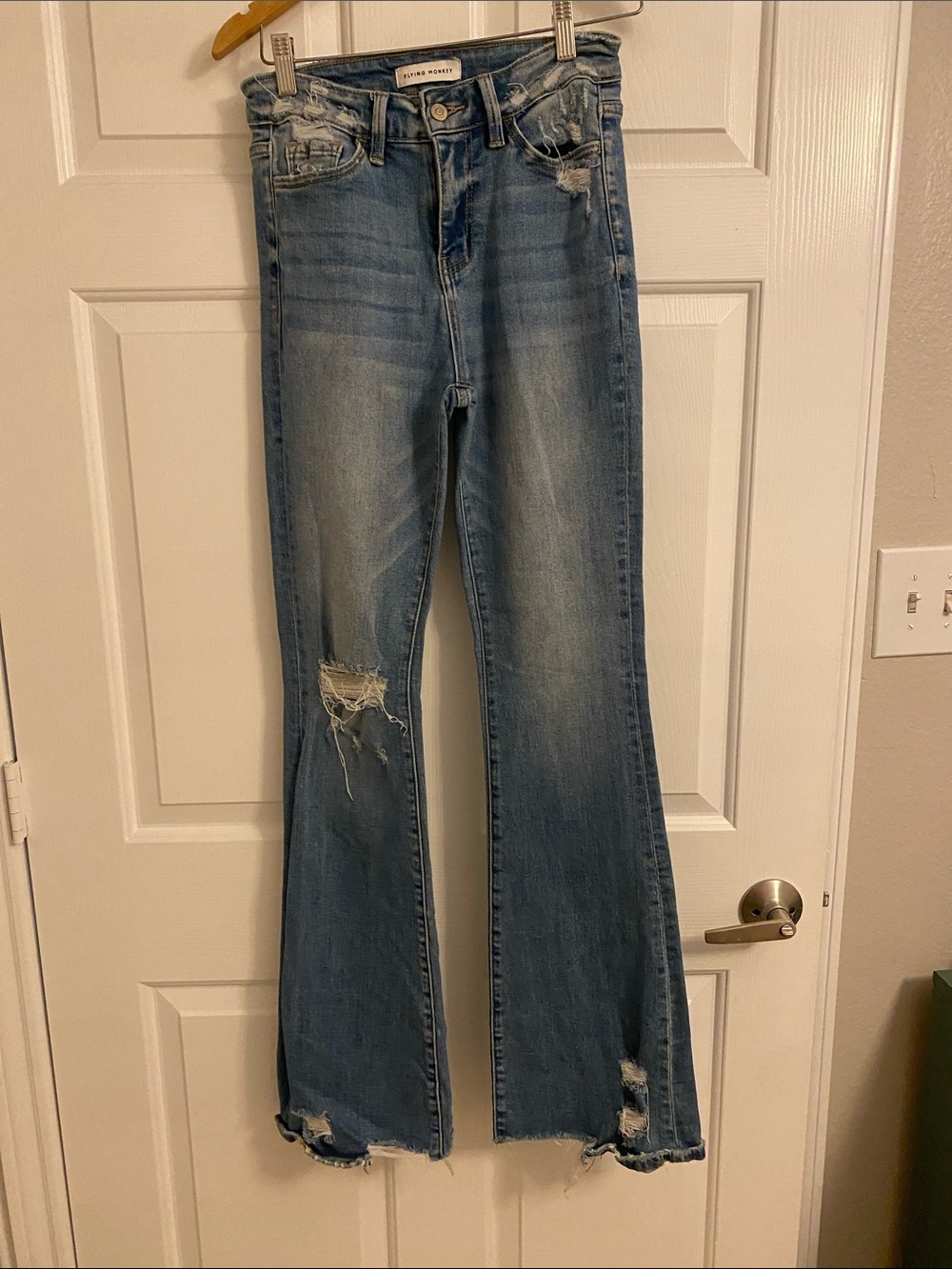 VERVET BY FLYING MONKEY Light Blue Distressed Flare Jeans